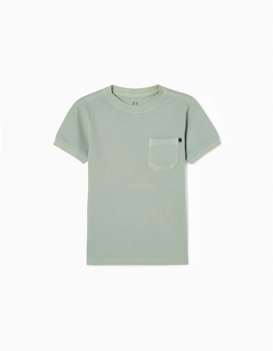 Piqué T-Shirt for Boys, Aqua Green