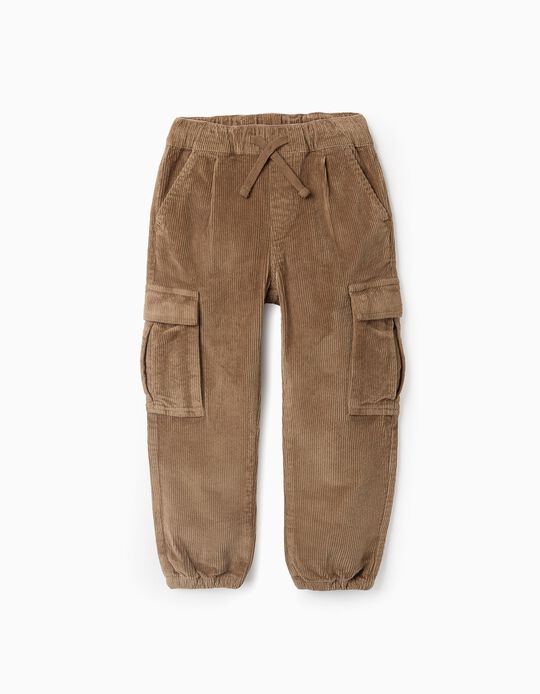 Buy Online Corduroy Cargo Trousers for Boys, Camel