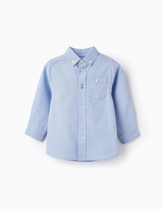 Camisa de Manga Larga de Algodón para Bebé Niño, Azul