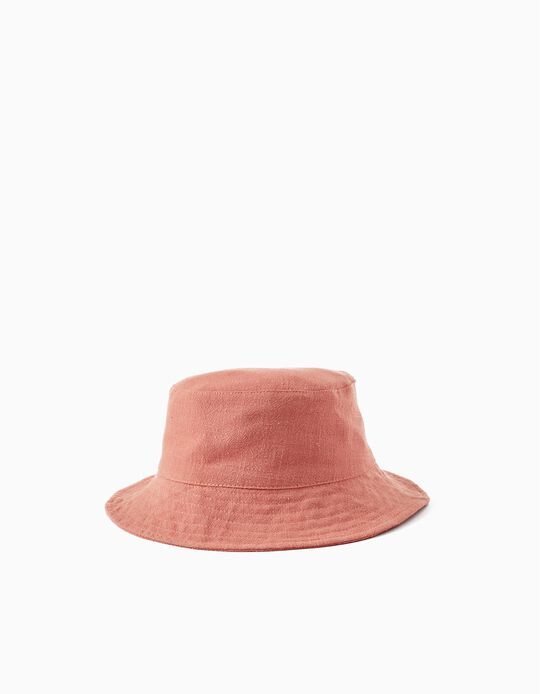 Hat with Opening at the Back and with Bow for Girls, Brick Red