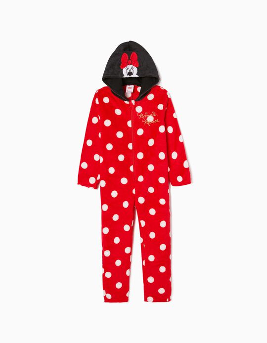 Pijama Mono de Peluche para Niña 'Minnie', Rojo/Negro