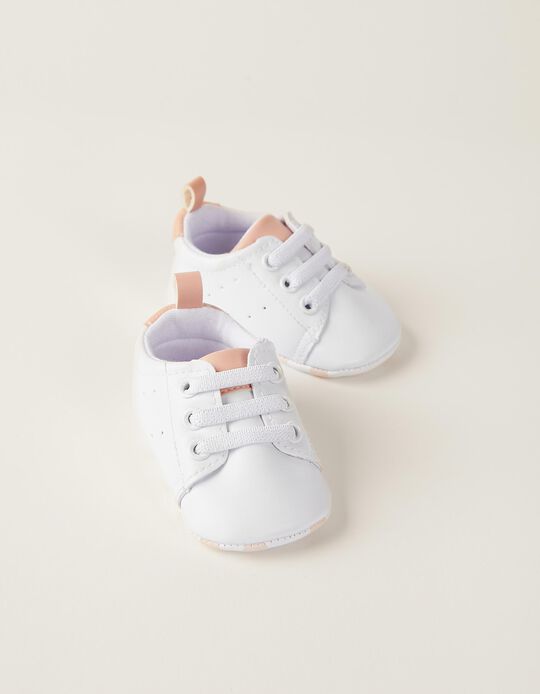 Trainers for Newborn Baby Girls, White/Coral