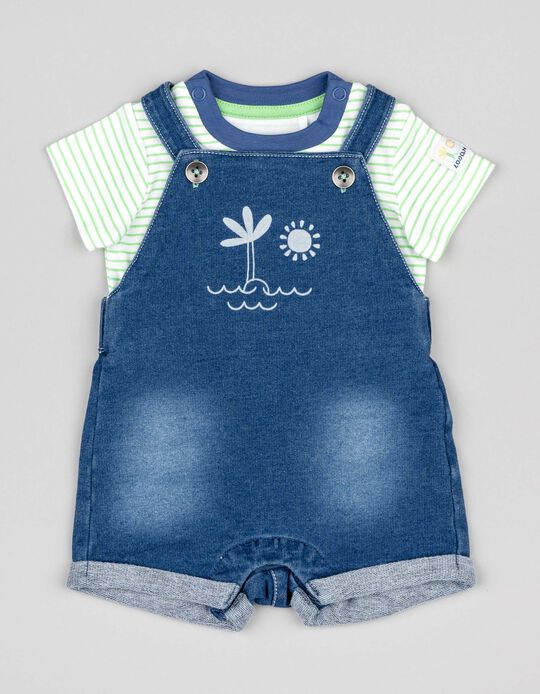 Comprar Online T-shirt + Macacão para Recém-Nascido 'Praia', Branco/Verde/Azul