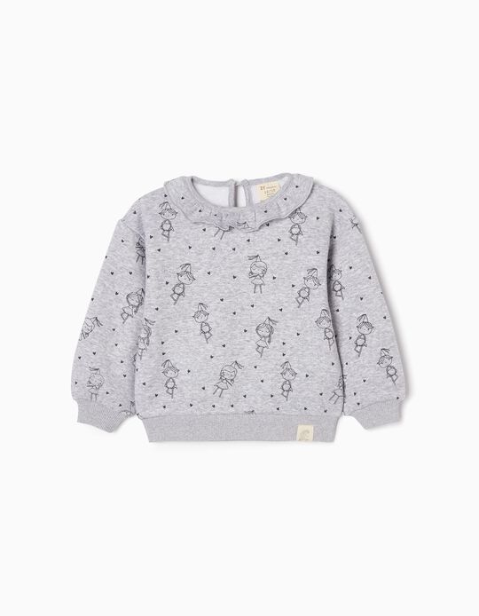 Sweatshirt with Thermal Effect for Baby Girls 'Fairies', Grey