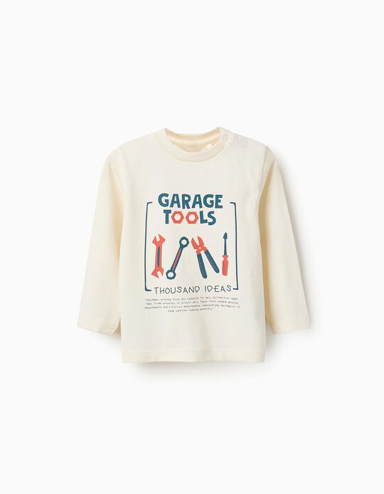Comprar Online T-shirt de Manga Comprida em Algodão para Bebé Menino 'Tools', Branco