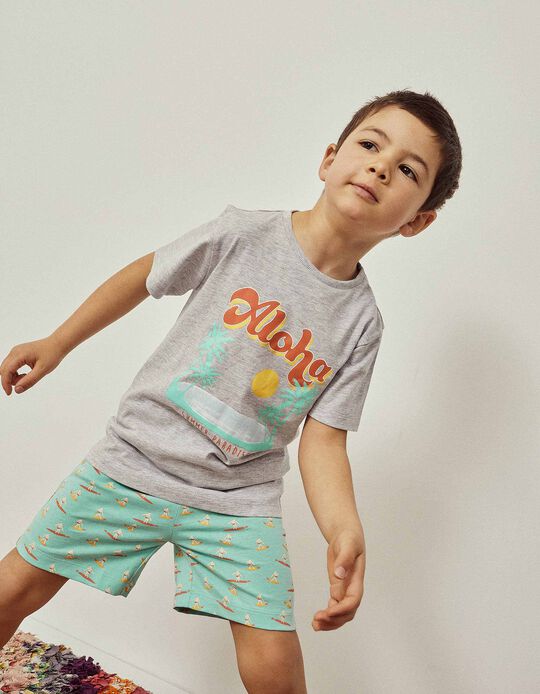 Pyjamas for Boys 'Aloha', Grey/Aqua Green