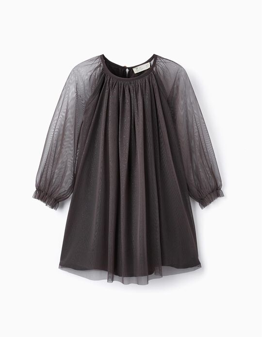 Tulle Dress with Sparkles for Girls, Black