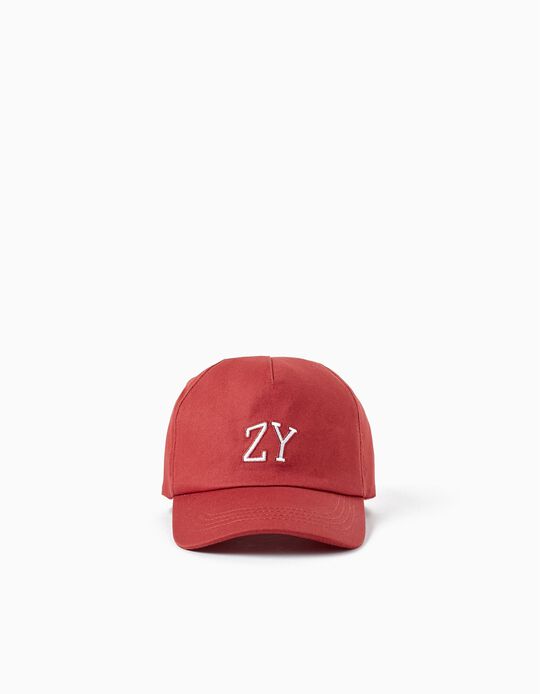 Gorra de Algodón para Niño 'ZY', Rojo Ladrillo