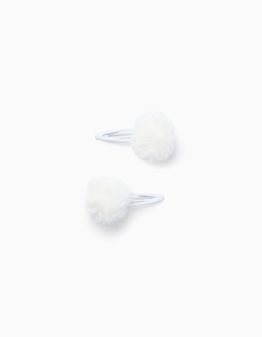 Comprar Online Pack 2 Ganchos com Pompons para Bebé e Menina, Branco