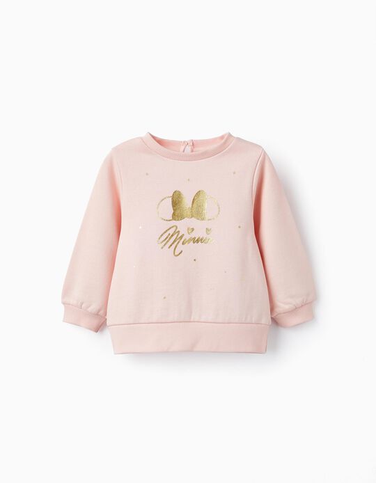 Cotton Sweatshirt for Baby Girls 'Minnie Mouse', Pink/Gold