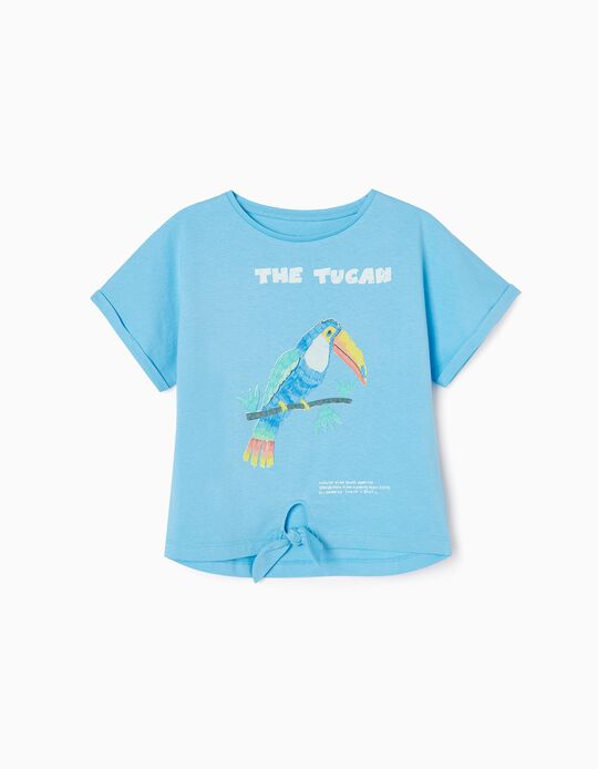 Cotton T-shirt for Girls 'Toucan', Blue