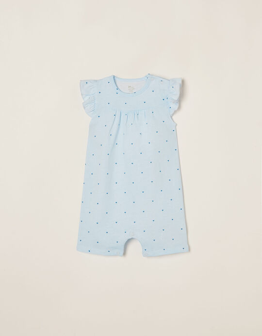 Pyjama Combi-Short Bébé Fille 'Stripes & Hearts', Bleu/Blanc