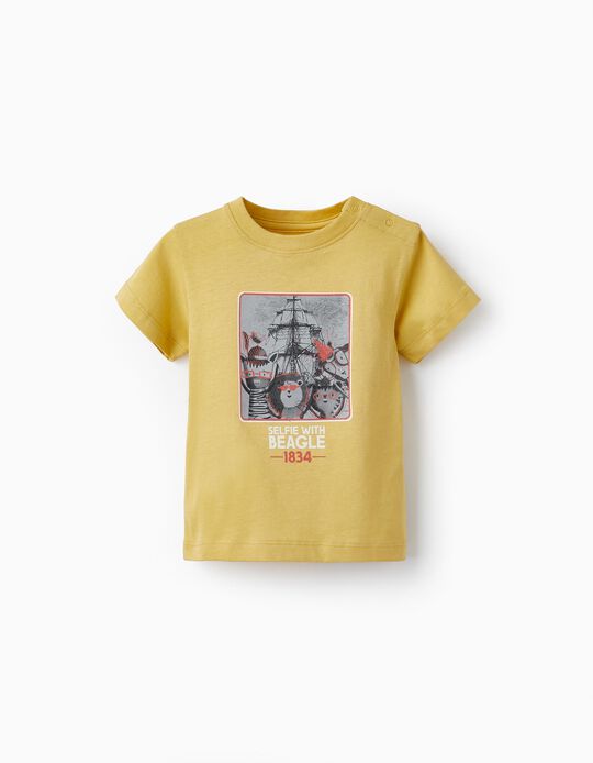 Cotton T-shirt for Baby Boy 'Beagle', Yellow