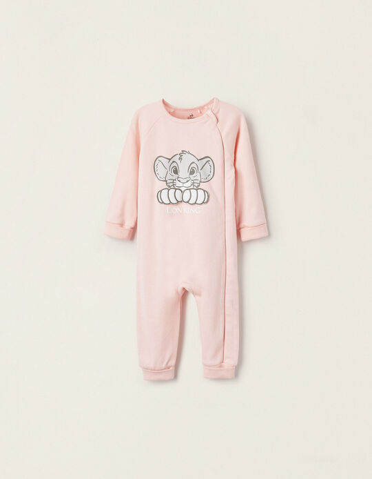 Cotton Babygrow with 3D Paw Prints for Baby Girls 'Lion King', Pink
