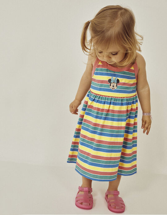 Vestido de Alças em Algodão para Bebé Menina 'Minnie', Multicolor