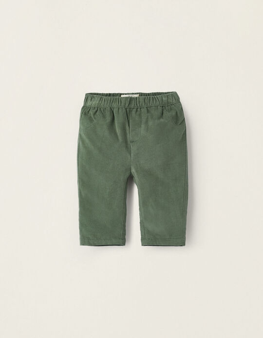 Corduroy Trousers for Newborn Boys, Green