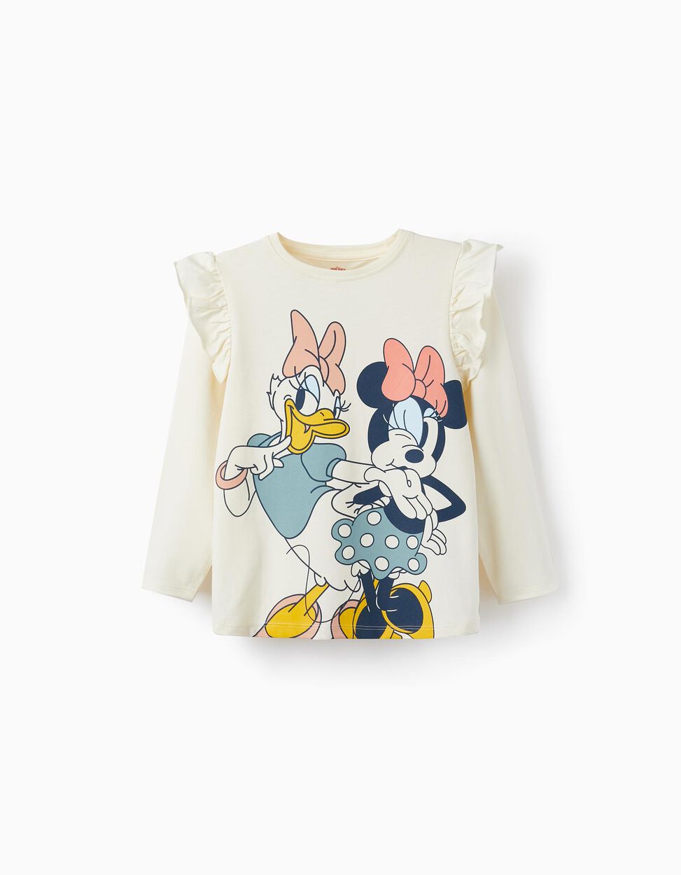 Comprar Online T-Shirt com Folhos para Menina 'Margarida & Minnie', Bege Claro