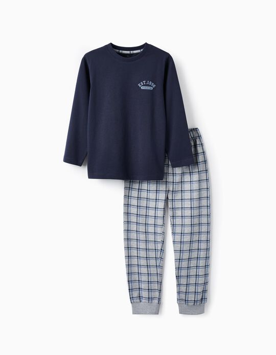 Long Sleeve Cotton Pyjamas for Boys '1996', Blue/Grey