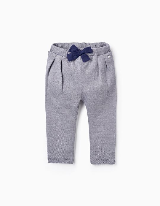 Pantalon Avec Nœud Pour Bébé Fille, Bleu Foncé