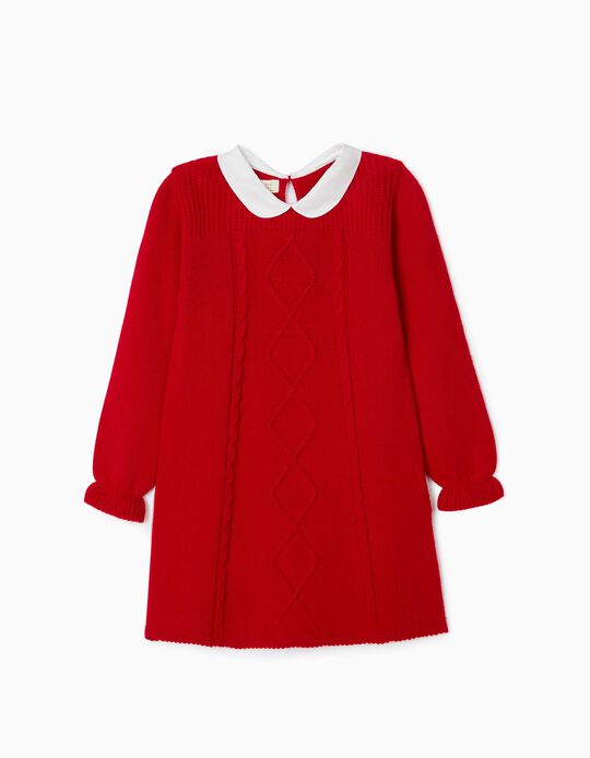 Knit Dress for Girls, Red