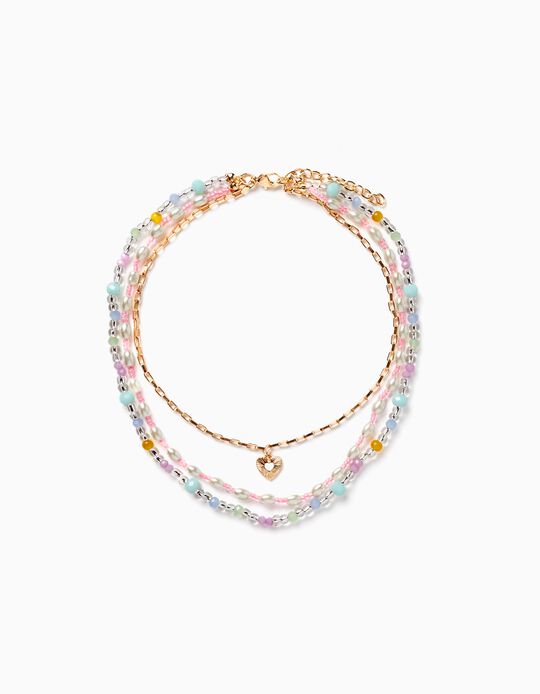 3-in-1 Necklace for Girls 'Heart', Multicolor