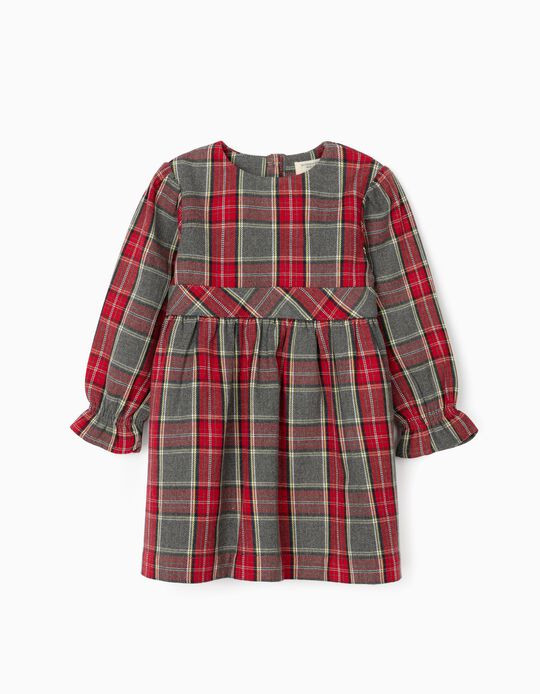 Plaid Dress for Baby Girls 'B & S', Red/Grey