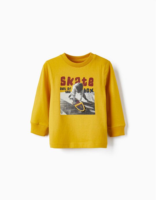 Long Sleeve T-Shirt with 3D Detail for Baby Boy 'Skate', Yellow