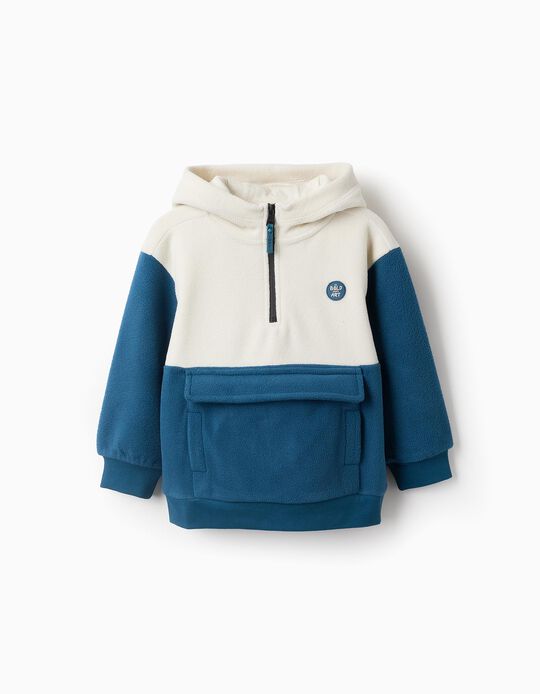 Comprar Online Sweat Polar com Capuz para Menino 'Art', Branco/Turquesa