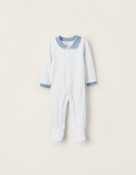 Cotton Striped Babygrow for Baby Boys, Blue/White