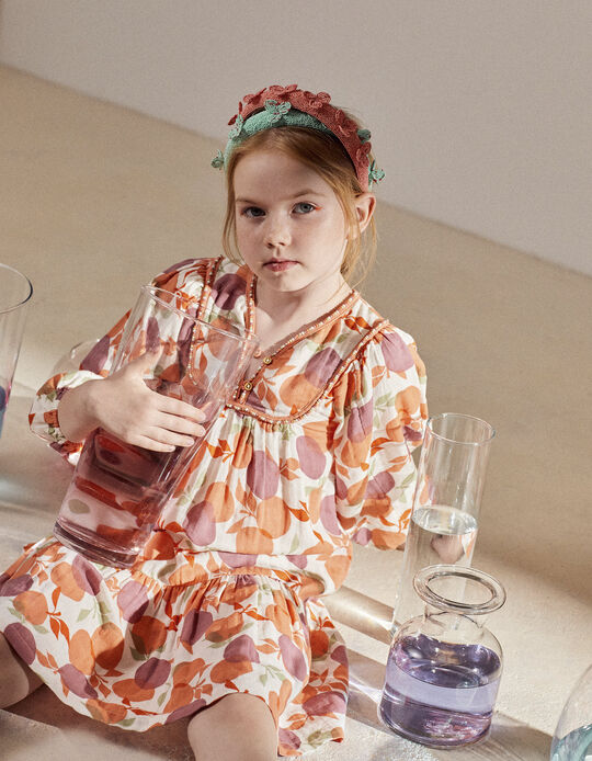Comprar Online Vestido de Algodão com Missangas para Menina 'Alperces', Multicolor