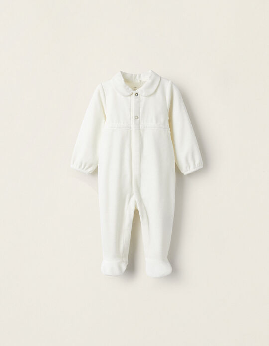Comprar Online Babygrow de Veludo com Textura para Recém-Nascido, Branco