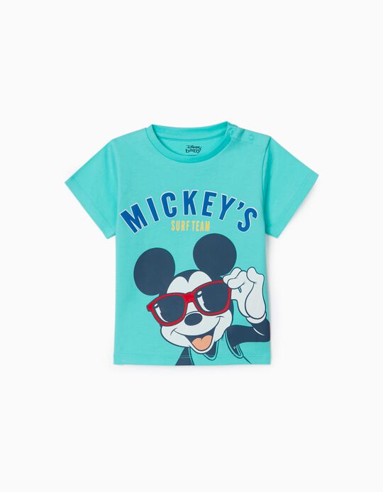T-Shirt for Baby Boys 'Mickey', Aqua Green