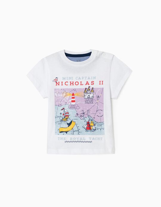 Camiseta para Bebé Niño 'Mini Captain', Blanca