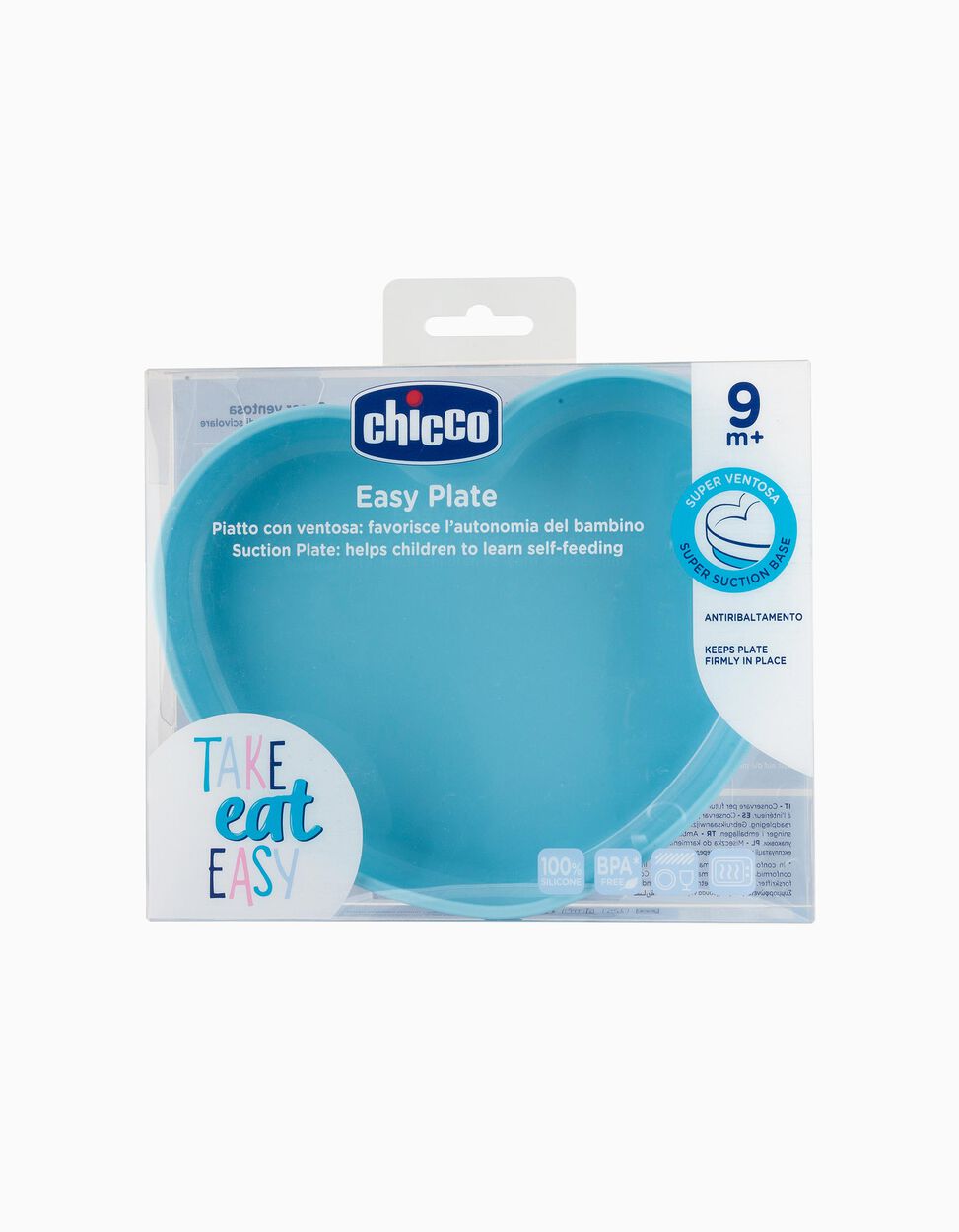 Silicone Plate, Eat Easy by Chicco, Heart. Blue