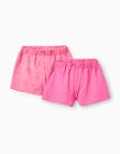 2 Cotton Jersey Shorts for Baby Girls, Pink