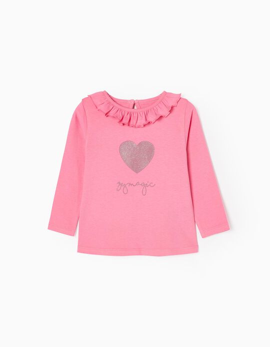 Camiseta de Manga Larga de Algodón para Bebé Niña 'Magic', Rosa