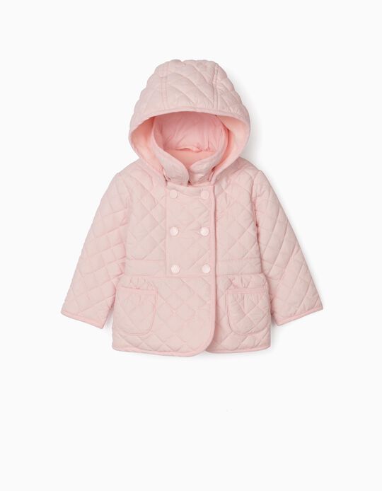 Hooded Jacket for Newborn Baby Girls, Light Pink