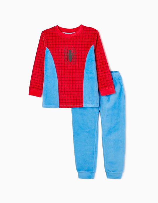 Pijama de Terciopelo de Algodón para Niño 'Spider-Man', Blanco/Rojo