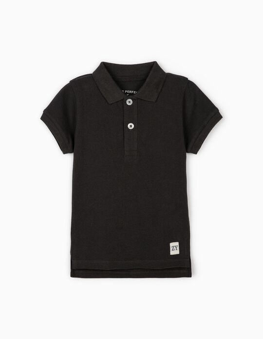 Short Sleeve Polo Shirt for Baby Boys, Dark Grey