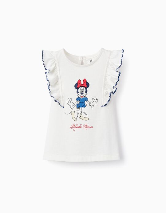 Camiseta de Algodón de Punto para Bebé Niña 'Minnie', Blanco