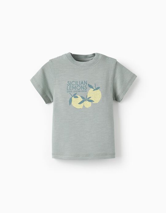 Camiseta de Manga Corta para Bebé Niño 'Sicilian Lemons', Verde