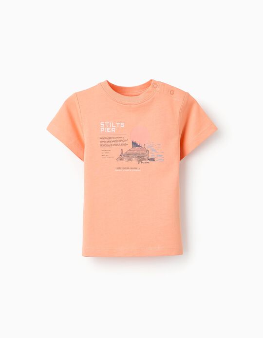 Comprar Online T-shirt de Algodão para Bebé Menino 'Comporta', Laranja