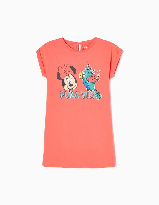 Cotton Dress for Girls 'Tropical Minnie', Coral