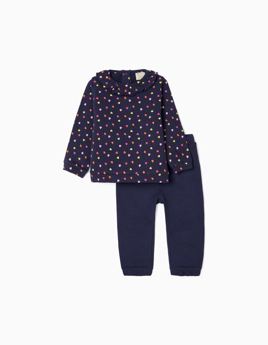 Tracksuit for Baby Girls 'Hearts'. Dark Blue