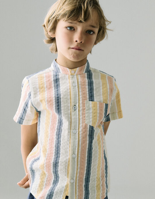 Comprar Online Camisa de Algodão às Riscas para Menino 'B&S', Multicolor