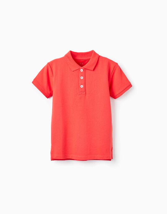 Short Sleeve Polo in Cotton Piqué for Boys, Red
