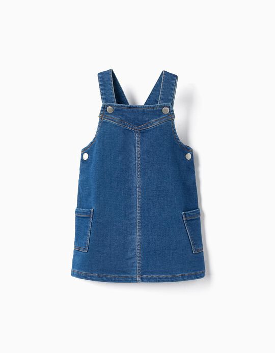 Denim Overall Dress for Baby Girls, Blue