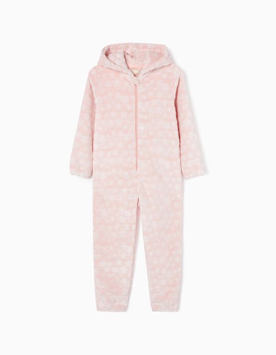 Pijama-Macacão de Peluche para Menina, Rosa