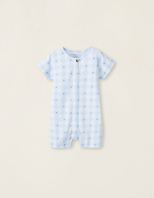 Pijama-Macacão para Bebé Menino, Azul/Branco