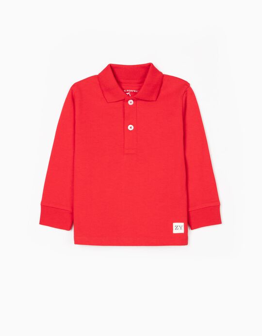 Long Sleeve Polo for Baby Boys, Red